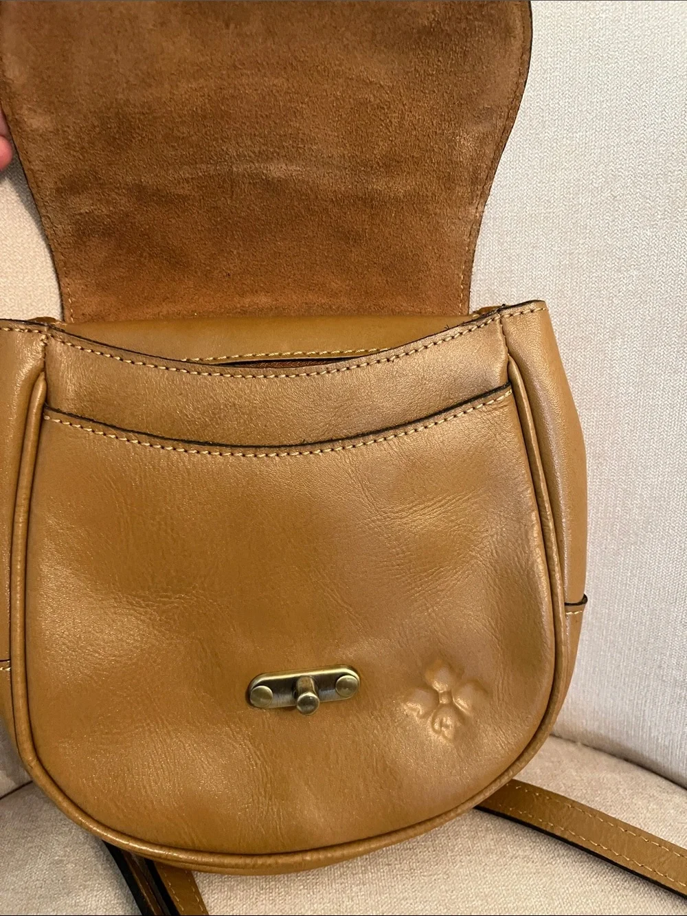 Patricia Nash Tan Floral Tooled Leather Crossbody Bag